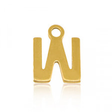 Stainless steel charm initial W Gold